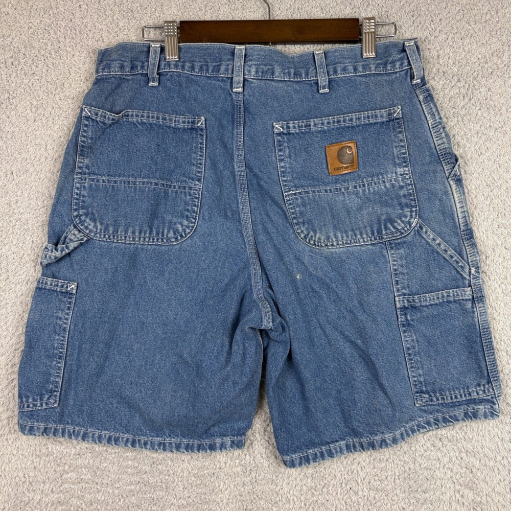 Vintage Carhartt Denim Shorts Mens 33 Blue B28DST Workwear Skater Carpenter